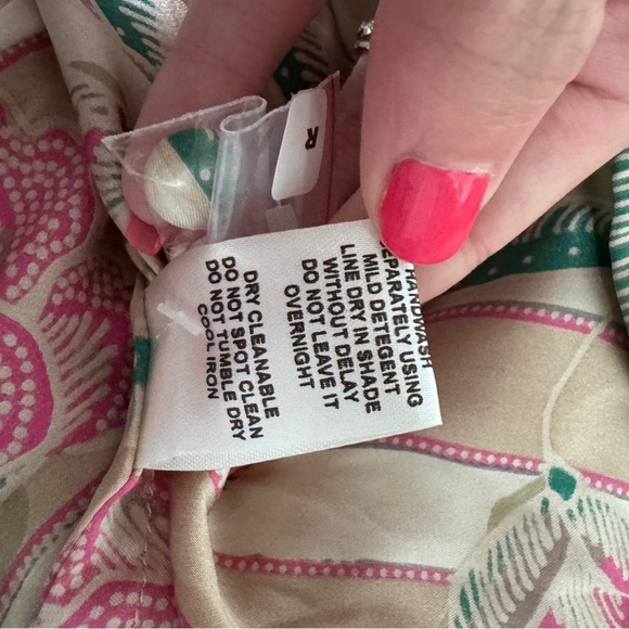 Natalie Martin Isobel Dress Chamomile Rose 100% Silk Pink Green - Picture 8 of 9